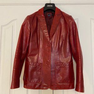 VINTAGE GAP RED LEATHER BLAZER JACKET
